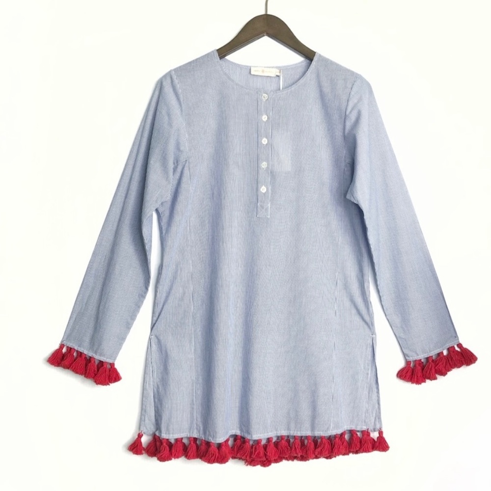 Never worn  Tory Burch Sandy Striped Tassel Beach Tunic
